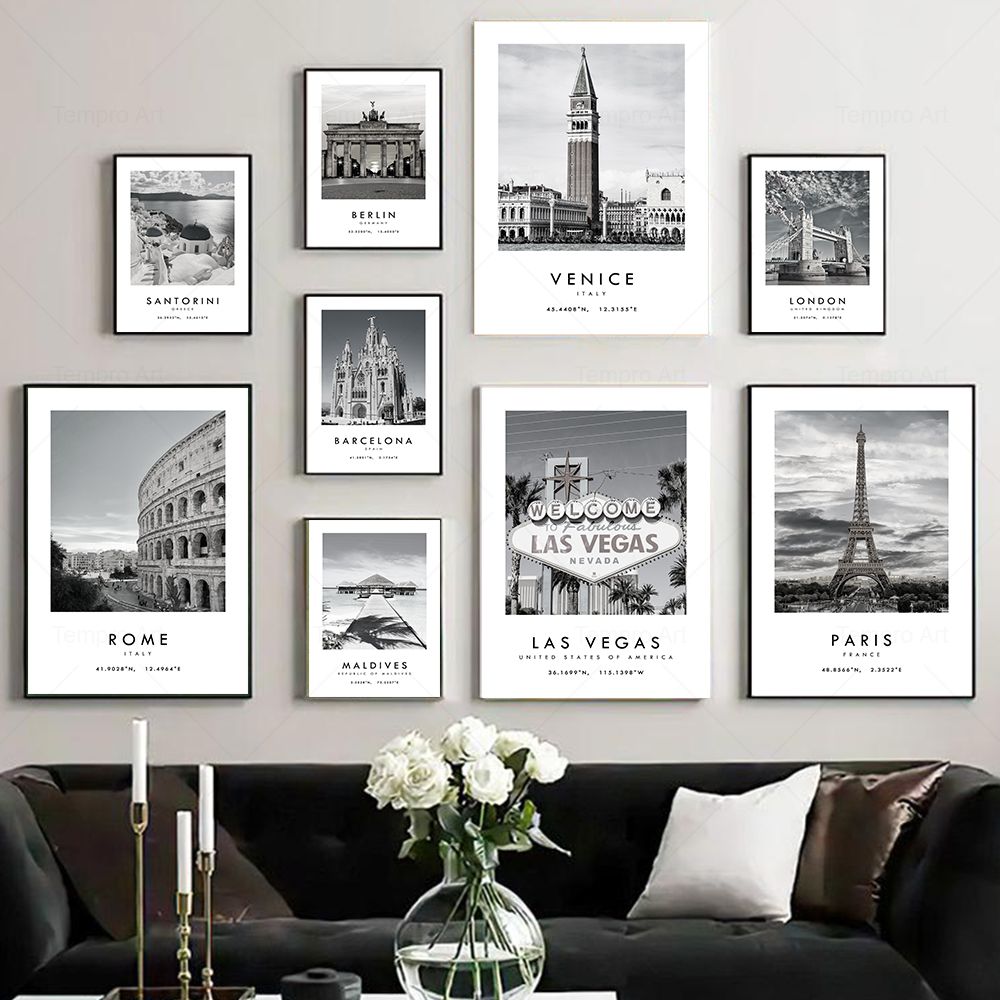 Star Map Poster - Черный, белый город, туристические фотографии, постер,