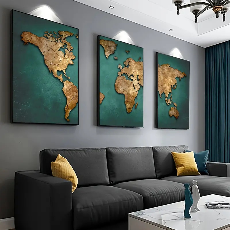 Star Map Poster - Ретро карта мира 3 шт./компл. холст