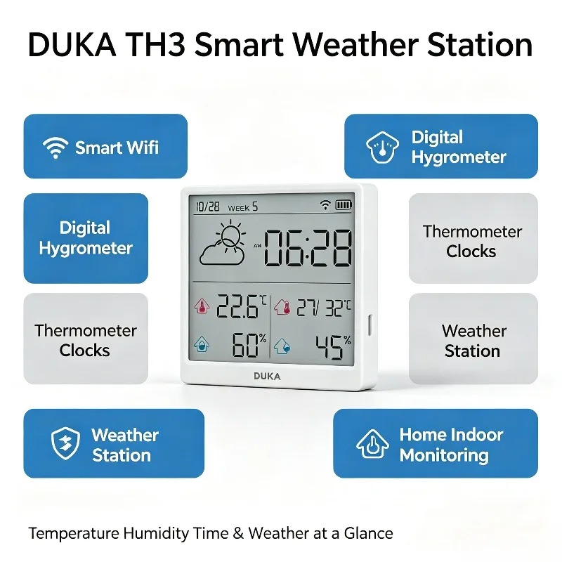 DUKA TH3 Wi-Fi умный датчик те – обзор и цена Weather Station Indoor